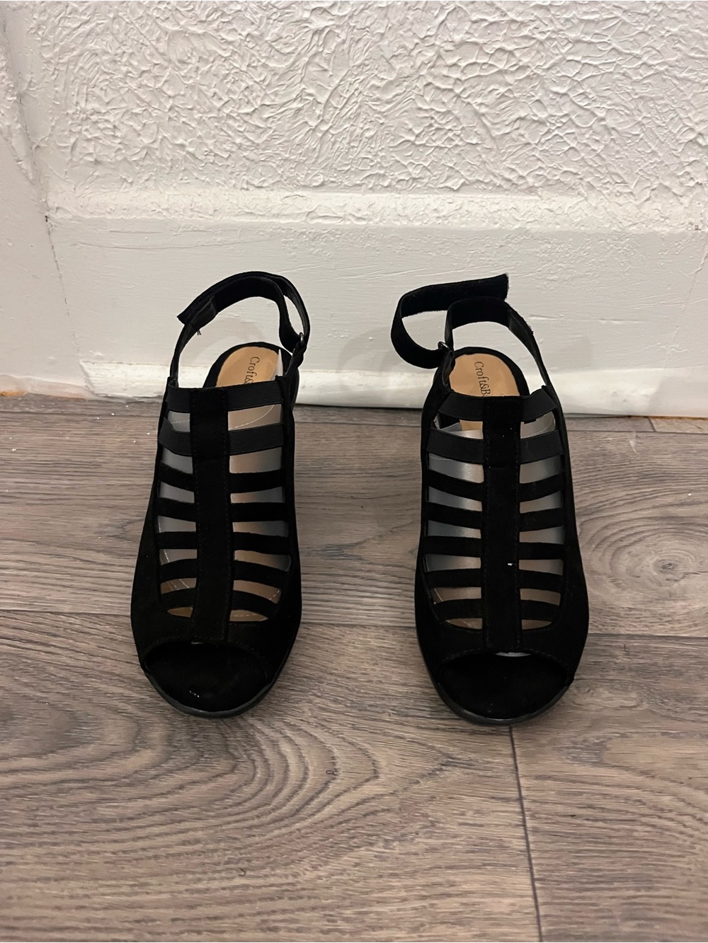 Black Strappy Open-Toe Heels